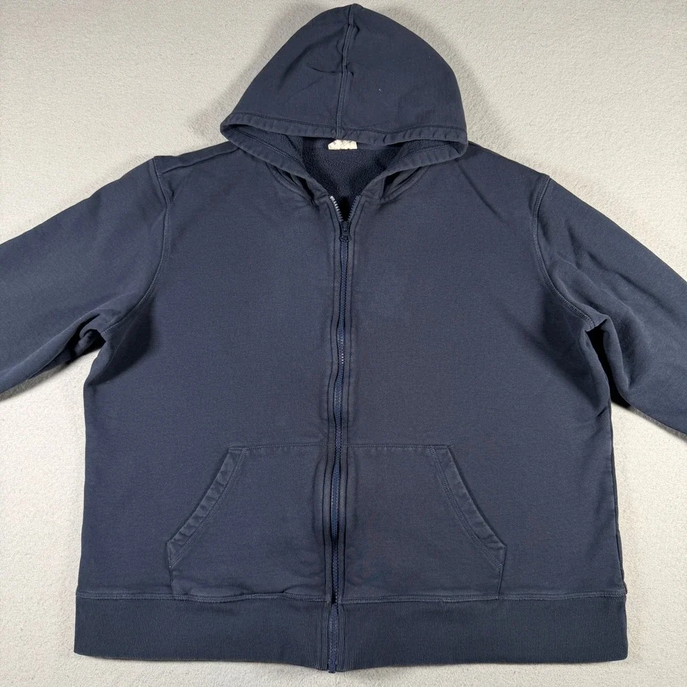 Pact Navy Blue 100% Organic Cotton Full Zip Hoodie XXL Sustainable Loungewear